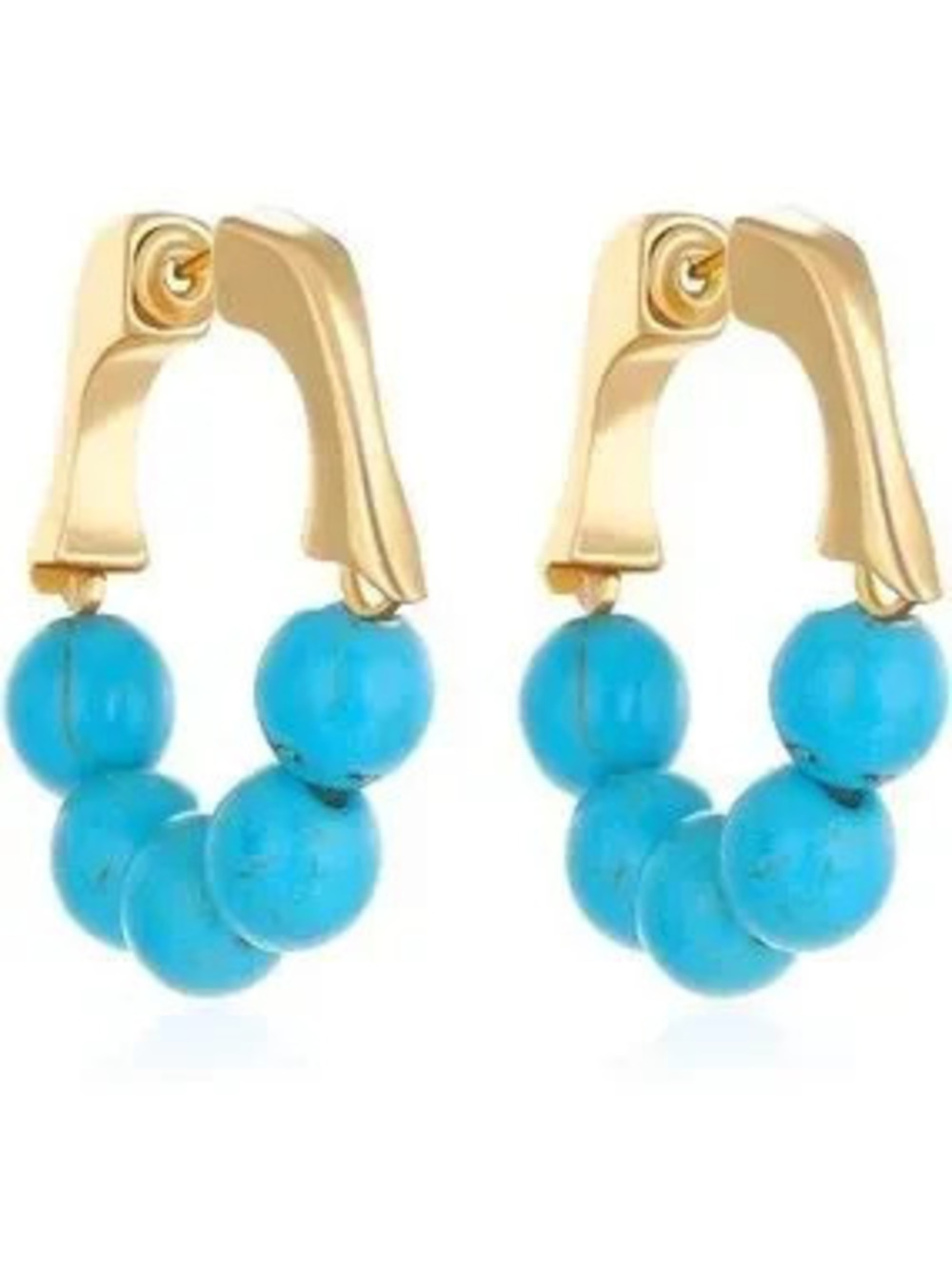 Anthropologie Gold Tone Hoop Earrings with Turquoise Beads